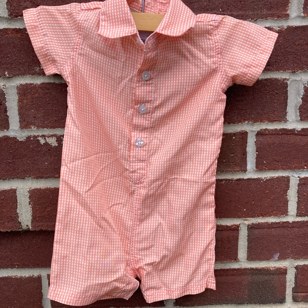 Orange Checkered Kids One-Piece Swimwear Size 9M (L-)